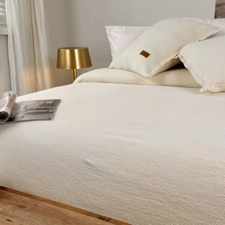 Bedsprei / plaid Utah ecru 180*260