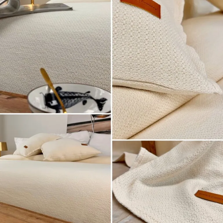 Bedsprei / plaid Utah ecru 180*260