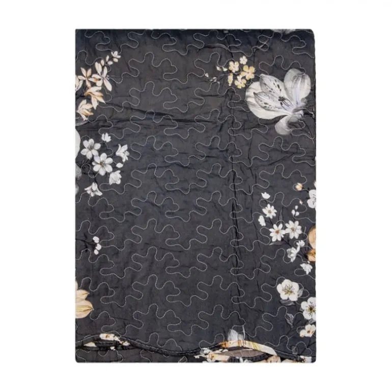 Bedsprei bloemen grijs/beige 1 persoons 180*230