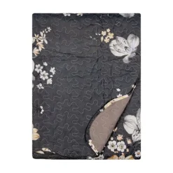 Bedsprei bloemen grijs/beige 2 persoons 230*250