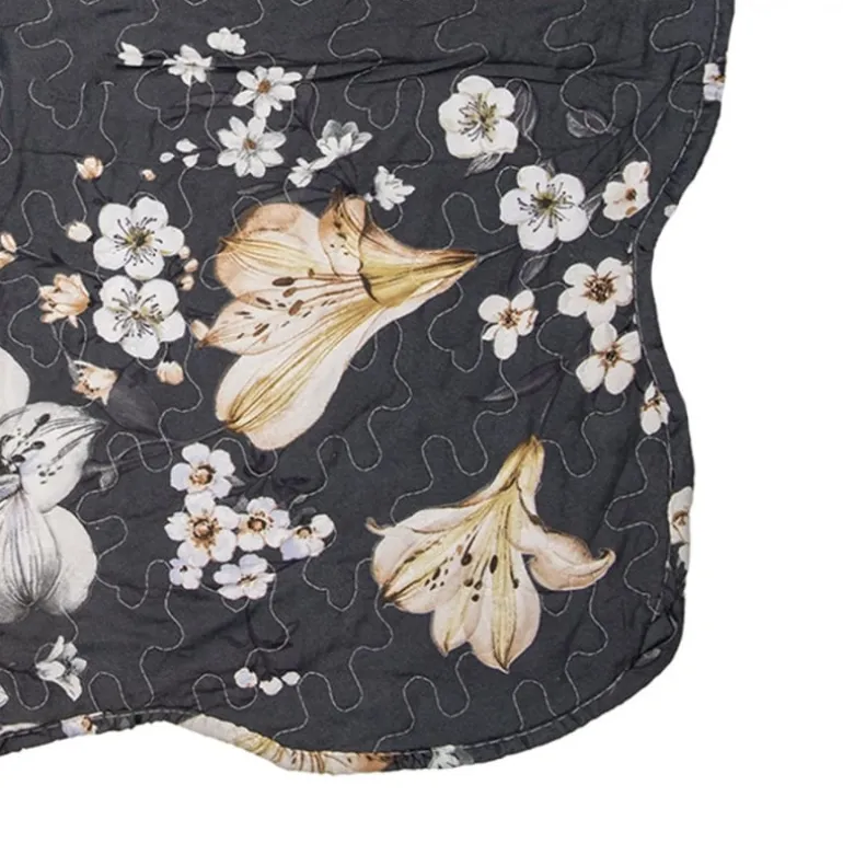 Bedsprei bloemen grijs/beige 2 persoons 230*250