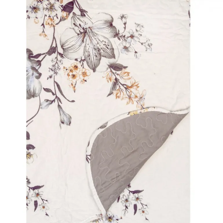 Bedsprei bloemen wit 2 persoons Q207.061