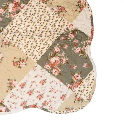 Bedsprei roosjes groen/beige 1 persoons 180*230