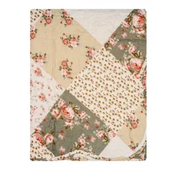 Bedsprei roosjes groen/beige 2 persoons 230*250