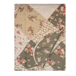 Bedsprei roosjes groen/beige 2 persoons 230*250