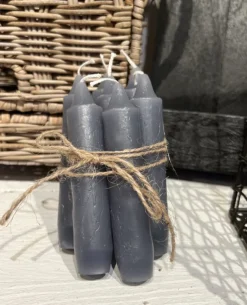 Bosje kaarsen 7 stuks grijs