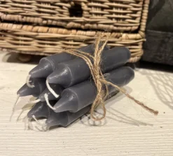 Bosje kaarsen 7 stuks grijs