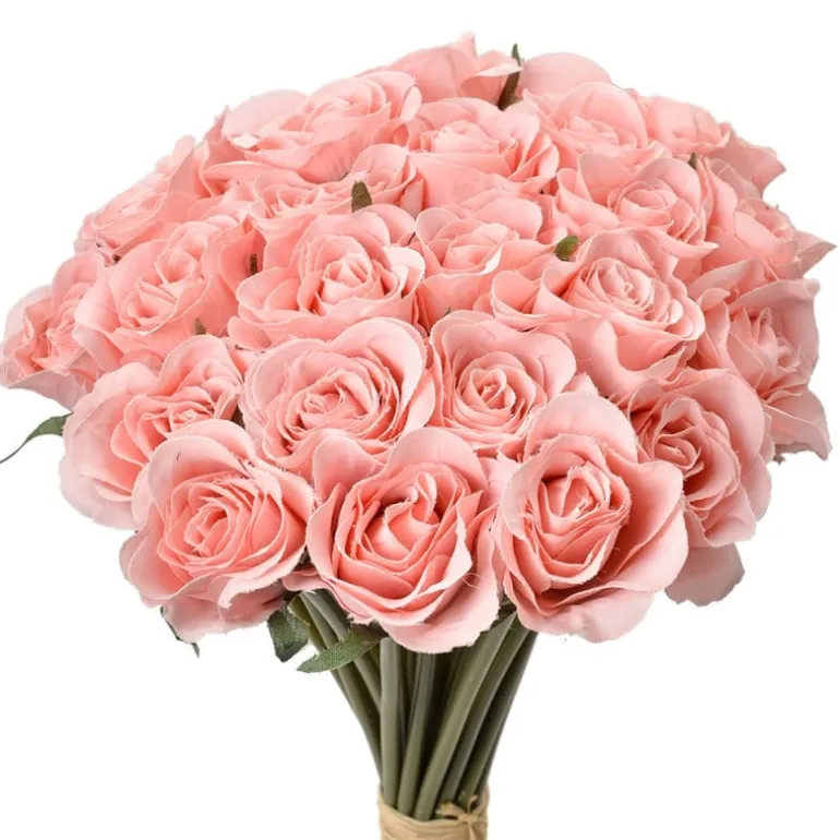 Bosje met 24 roze rozen 30cm