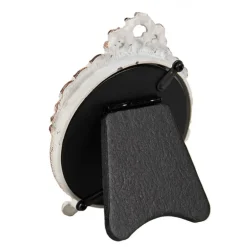 Brocant fotolijstje rond wit 6 cm