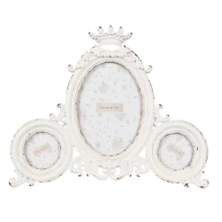 Brocante fotolijst voor 3 foto’s wit 24*20