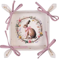 Broodmandje haas en roosjes roze