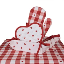 Broodmandje Love It hartjes rood/wit