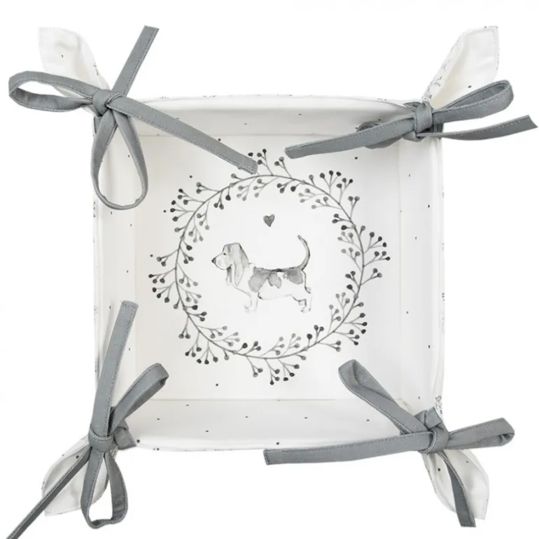 Broodmandje wit/grijs hond