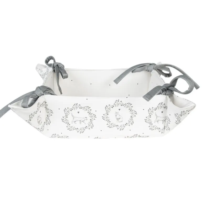 Broodmandje wit/grijs kat