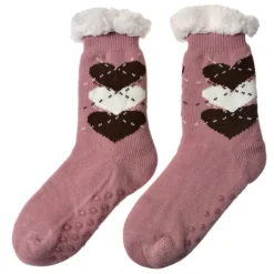 Dames Huissokken one size hartjes roze