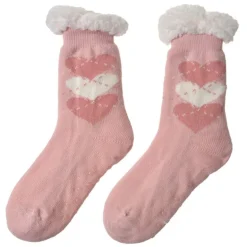 Dames Huissokken one size hartjes roze