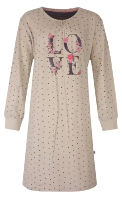 Dames nachthemd LOVE beige