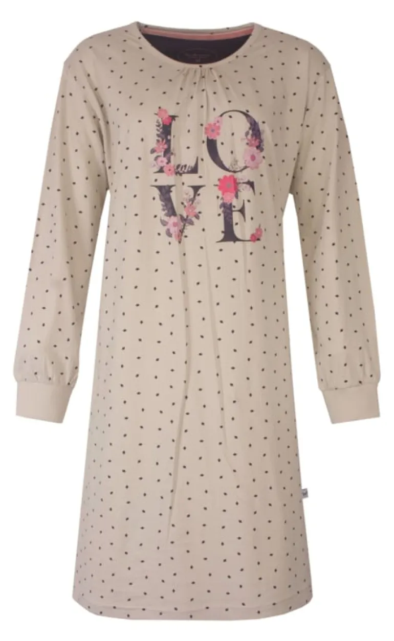 Dames nachthemd LOVE beige