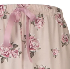 Dames pyjama door knoop roosjes roze