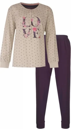 Dames pyjama LOVE beige