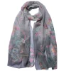Dames sjaal bloemen grijs