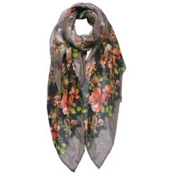 Dames sjaal rozen zwart/taupe