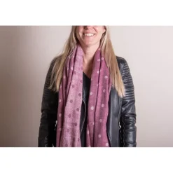 Dames wintersjaal fuchsia stippen