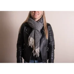 Dames wintersjaal zwart/grijs