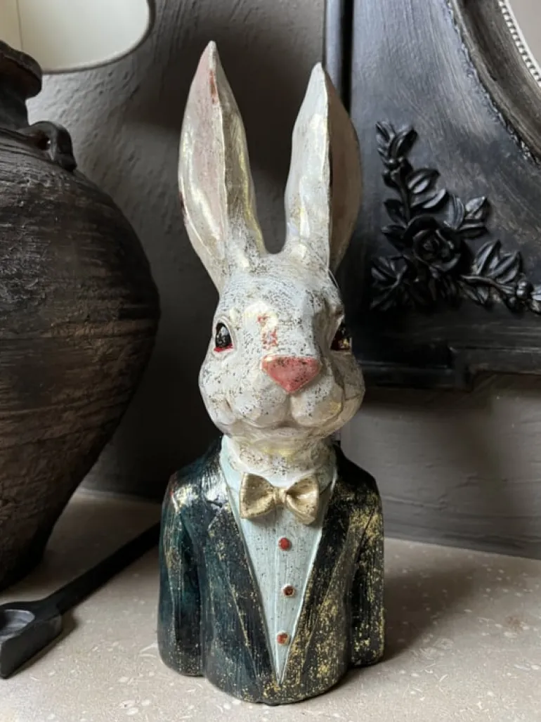 Decoratie beeld meneer konijn 32cm