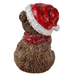 Decoratie beer met kerstmuts 9*12
