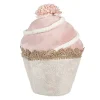 Decoratie cupcake beige/roze textiel 11*16