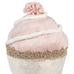 Decoratie cupcake beige/roze textiel 11*16