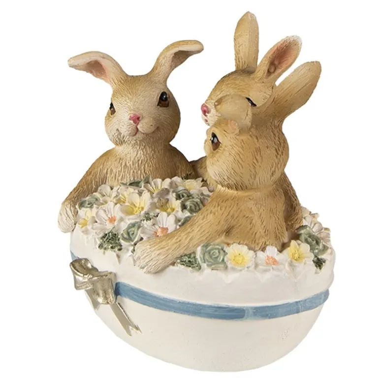 Decoratie ei met 3 konijntjes