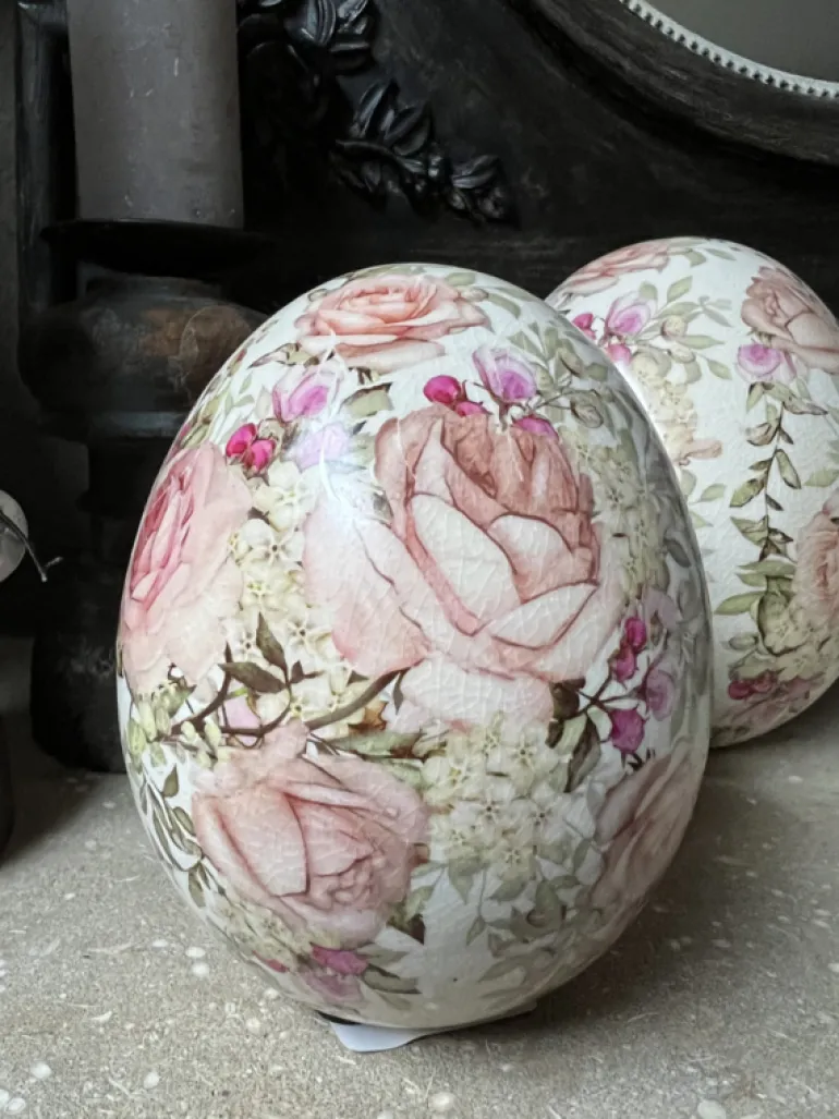 Decoratie ei met rozen (L) 14*16