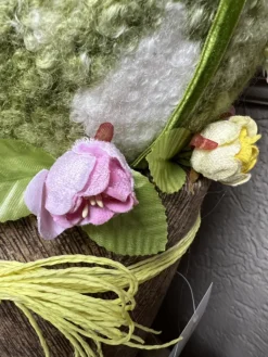 Decoratie ei op pot groen textiel 20*43