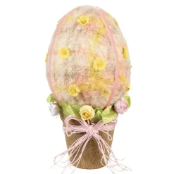 Decoratie ei op pot roze textiel 17*33