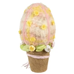 Decoratie ei op pot roze textiel 17*33