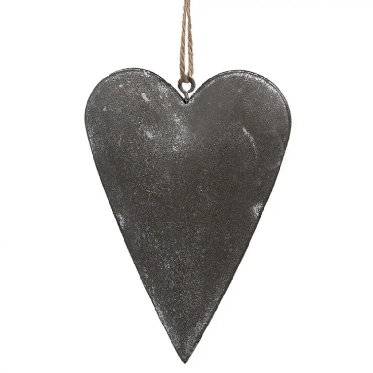 Decoratie hanger hart grijs 11*2*8
