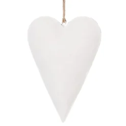 Decoratie hanger hart wit (M) 15*2*10