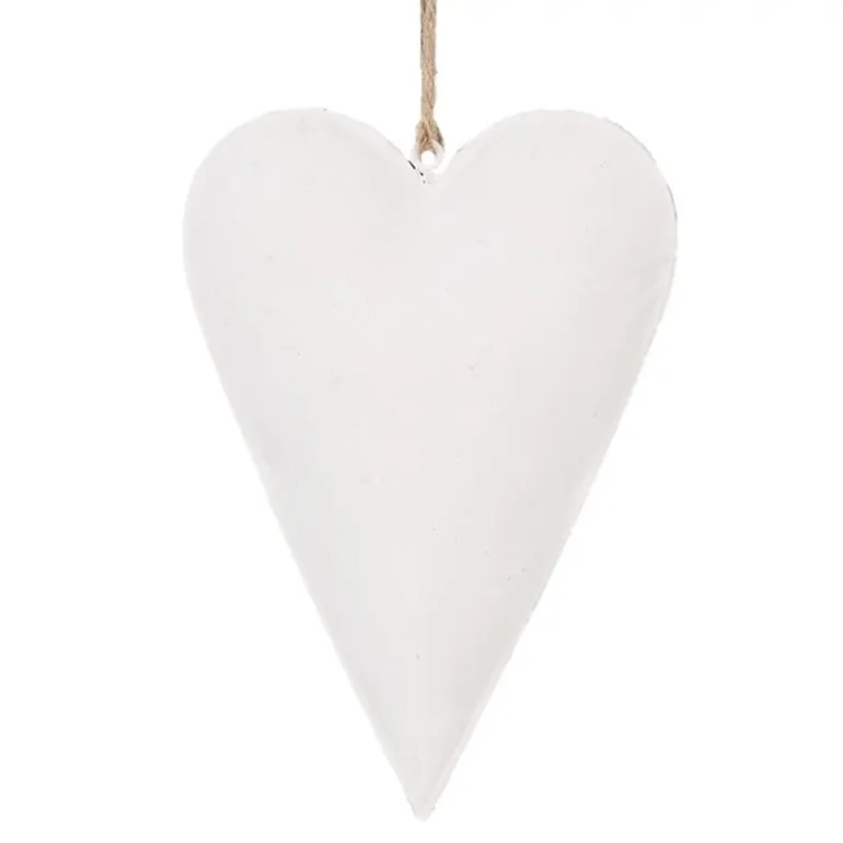 Decoratie hanger hart wit (M) 15*2*10