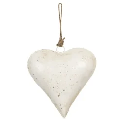 Decoratie hanger ijzeren hart wit (L) 21*6*21