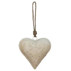 Decoratie hanger ijzeren hart wit (M) 16*4*16