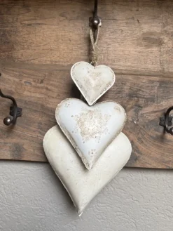 Decoratie hanger ijzeren hart wit (S) 10*2*10