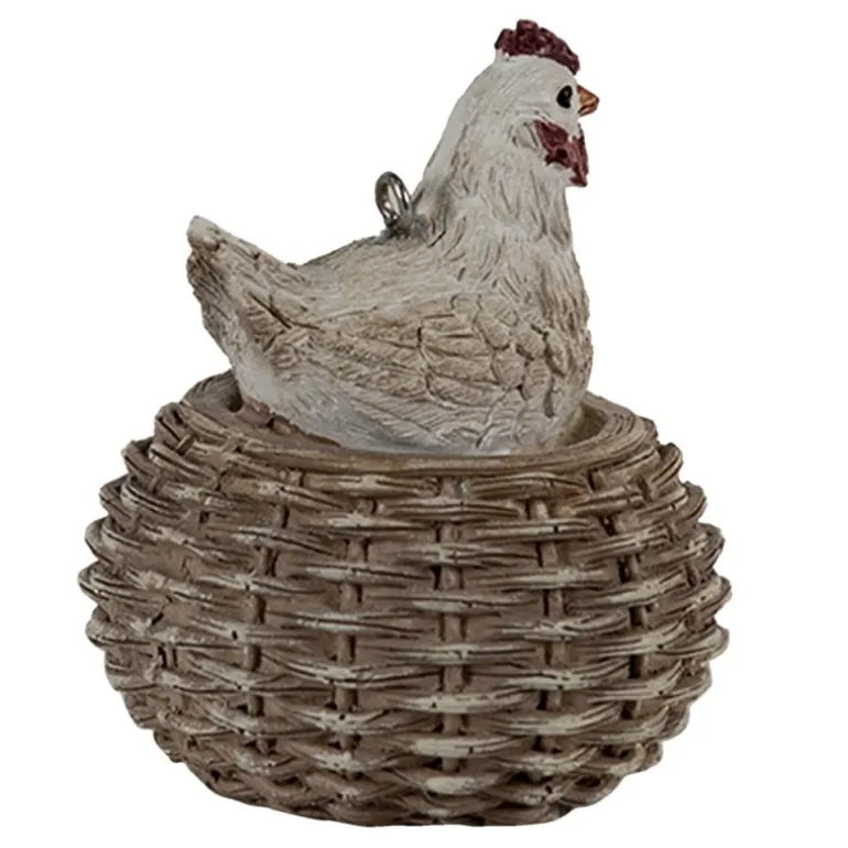 Decoratie hanger kip op mand