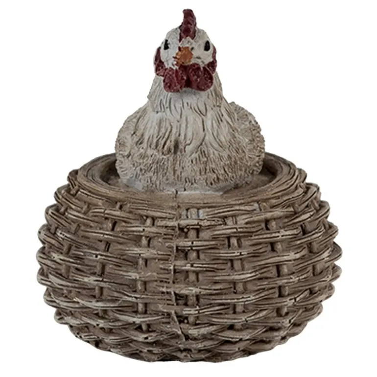 Decoratie hanger kip op mand