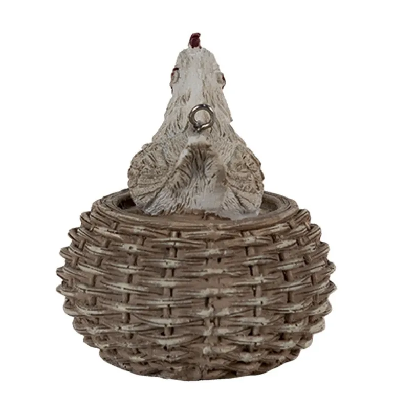 Decoratie hanger kip op mand