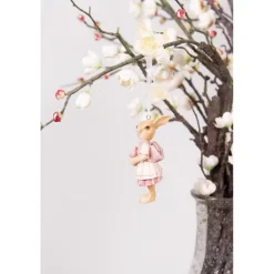 Decoratie hanger konijn meisje roze