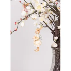 Decoratie hanger konijn meisje geel