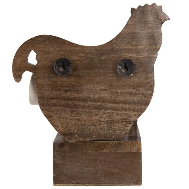 Decoratie houten kip met 4 espresso kop en schotels