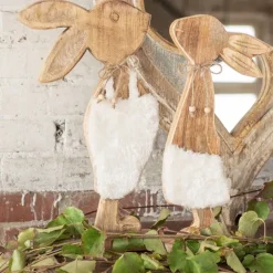 Decoratie houten konijn meisje 18*6*40